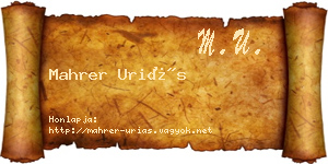 Mahrer Uriás névjegykártya